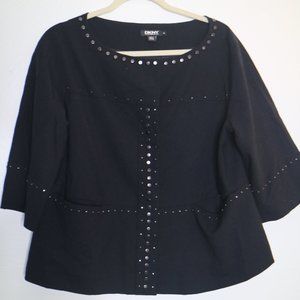 DKNY Riveted Black Boxy Studded Blazer Size 10